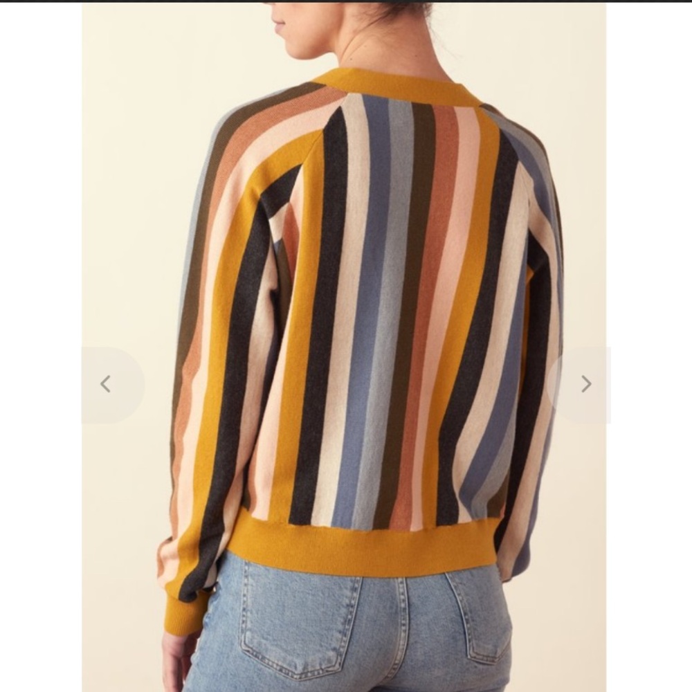 The GREAT. The Boxy Varsity Striped Cardigan Sweater Large - Picture 2 of 10